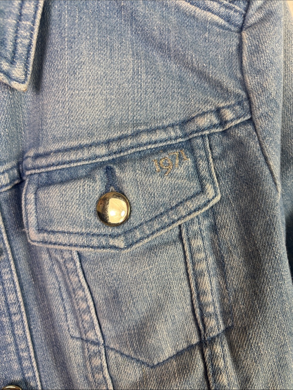 Reiss Blue Denim Cropped Jacket 1971 Style size Small - Picture 6 of 11